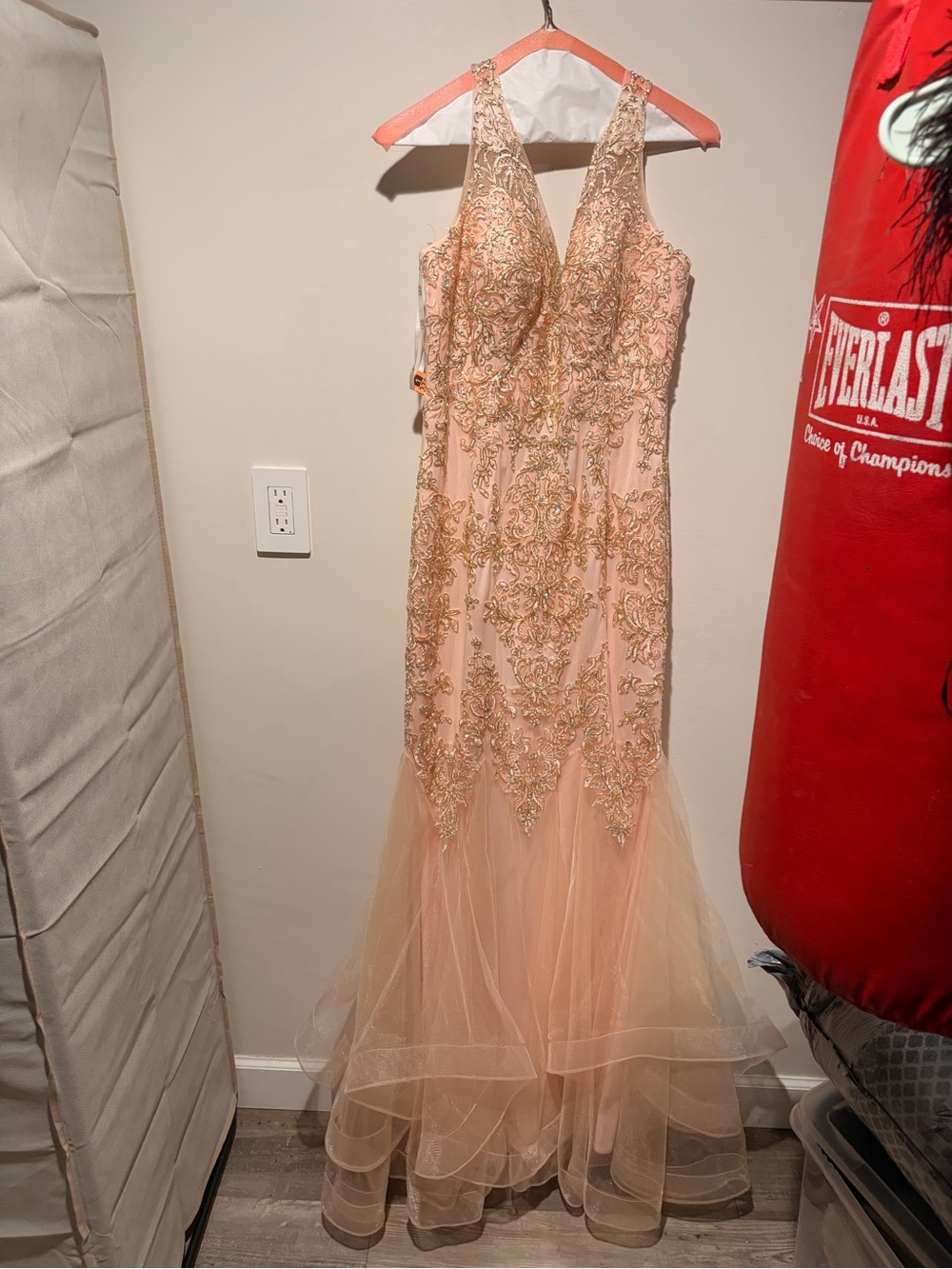 Elegant Pink Embroidered Tulle Dress